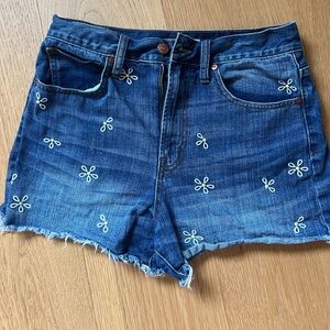 Madewell denim shorts with daisy detail